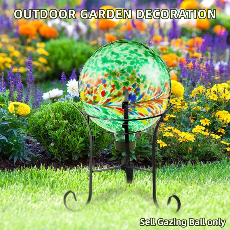 VOREEN 10-Inch Glass Gazing Ball, Outdoor Gazing Globe, Handmade Reflective Ball Yard Decoration for Homes, Patio, Lawn and Gardens, Gift for Mom Wife Friend, Phoenix Tail Design, Green - Image 4